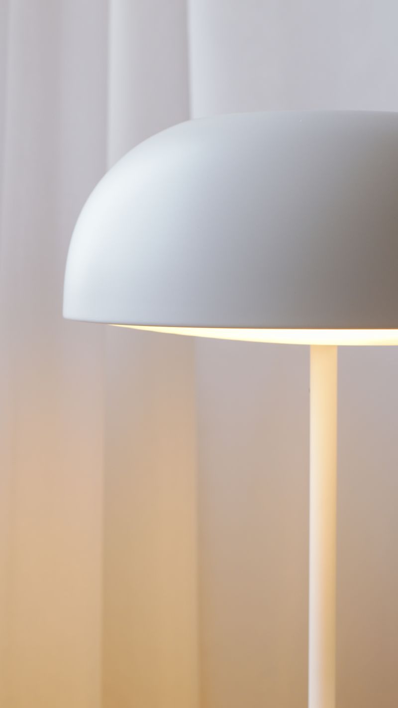 Close-up of a white table lamp