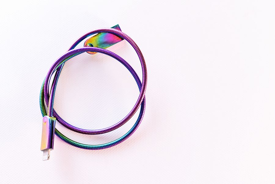Coiled colorful USB cable