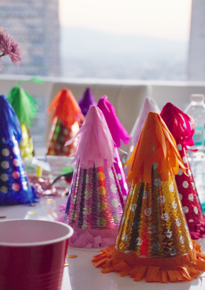 Colorful paper party hats