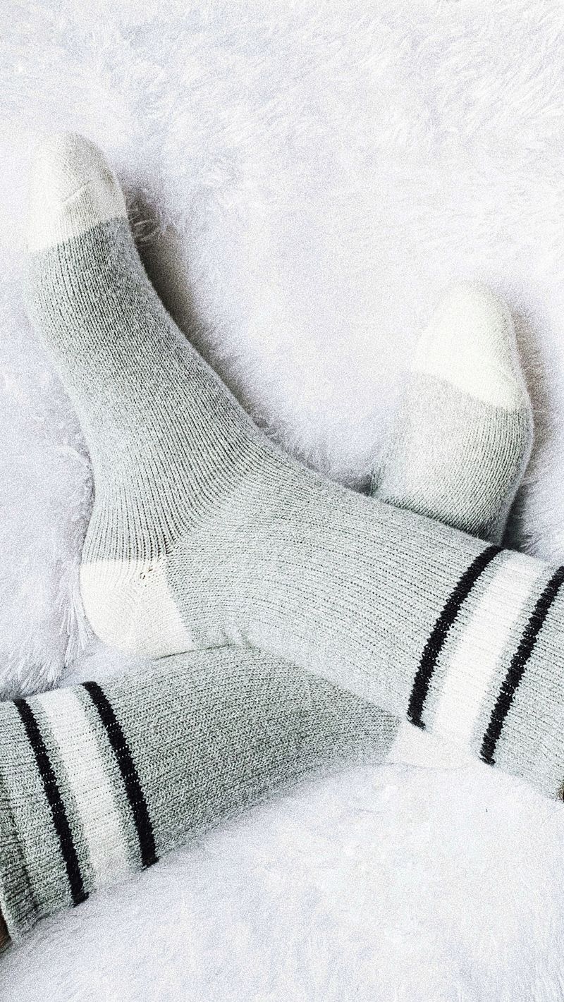 Soft socks being worn